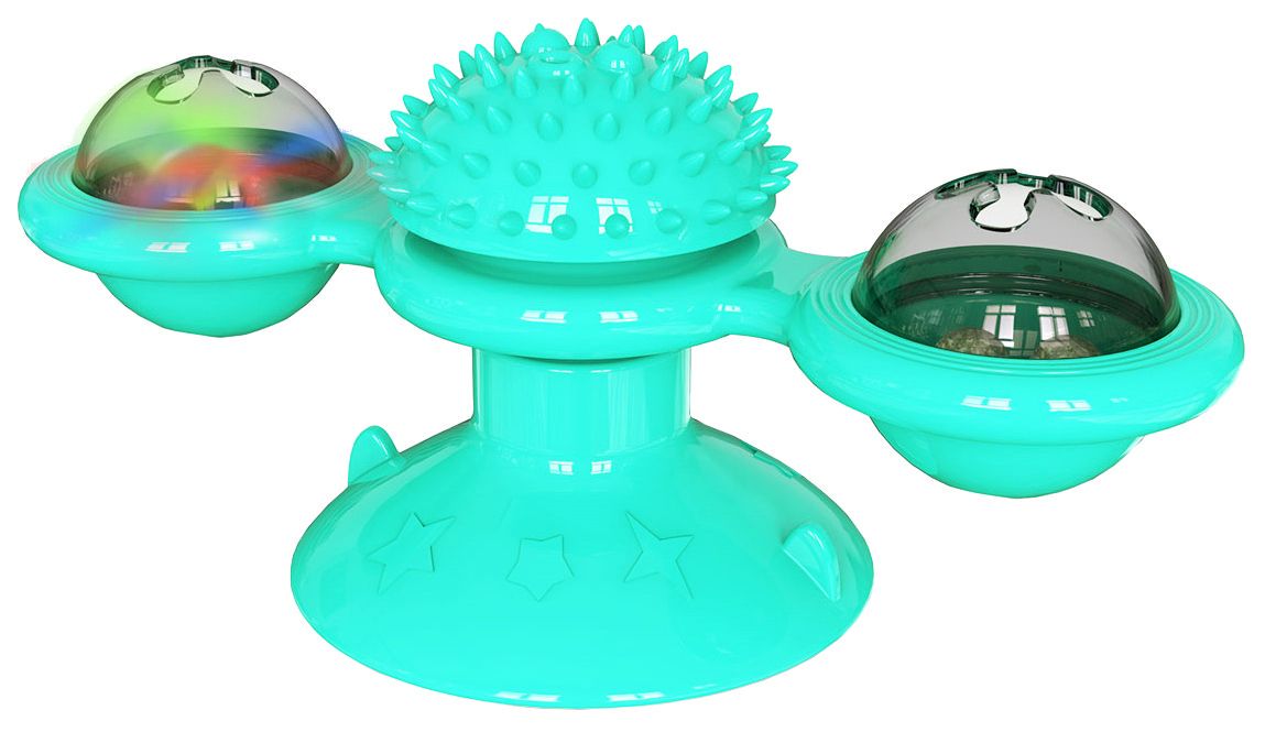 Windmill Rotating Suction Cup Spinning Cat Toy, Blue - One Size