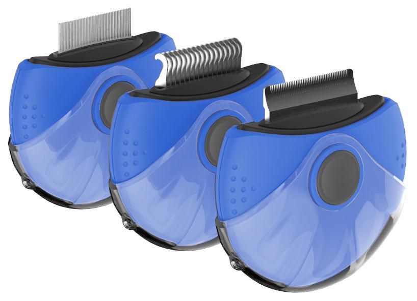 Picture of Pet Life GR7BL Axler Triple Rotating Rake Deshedder & Dematting Grooming Pet Comb&#44; Blue - One Size