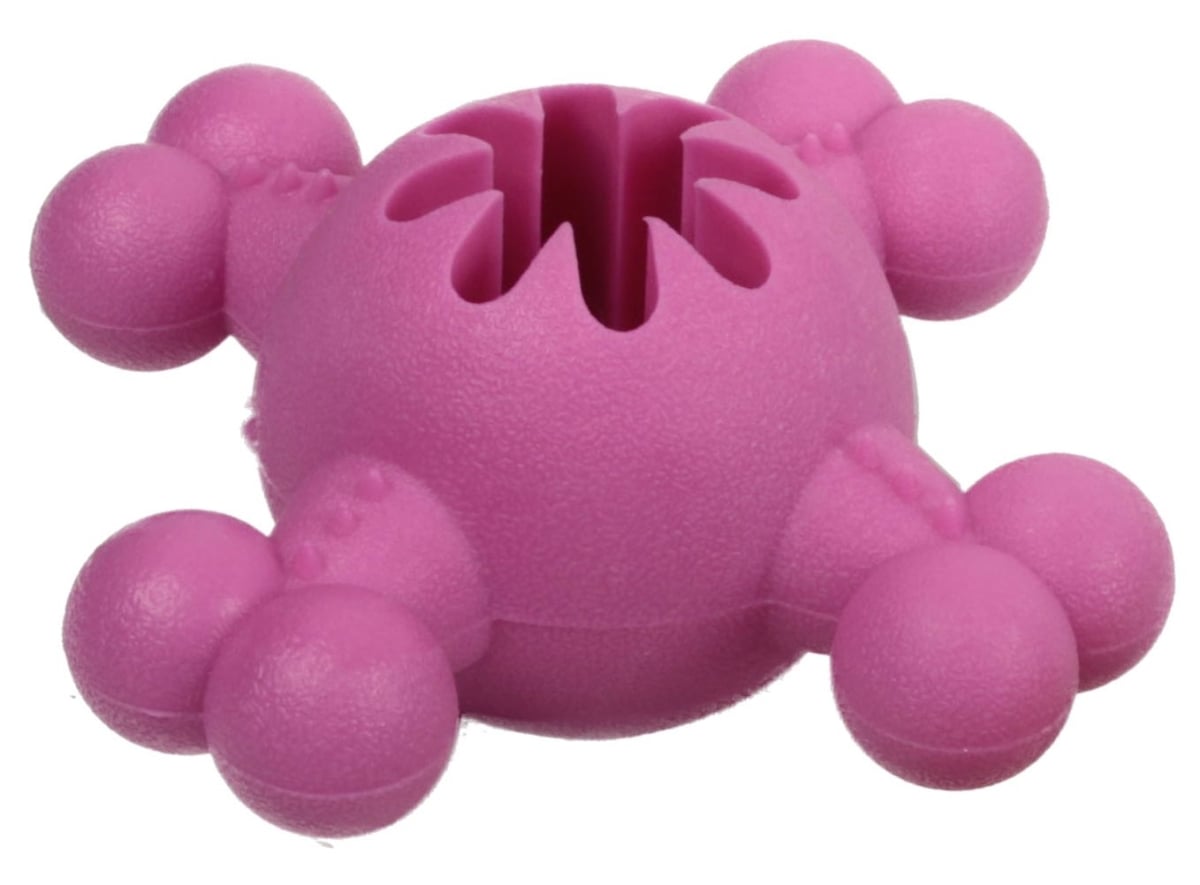 Quadra-Bone TPR Treat Dispensing Durable Dog Toy, Pink - One Size