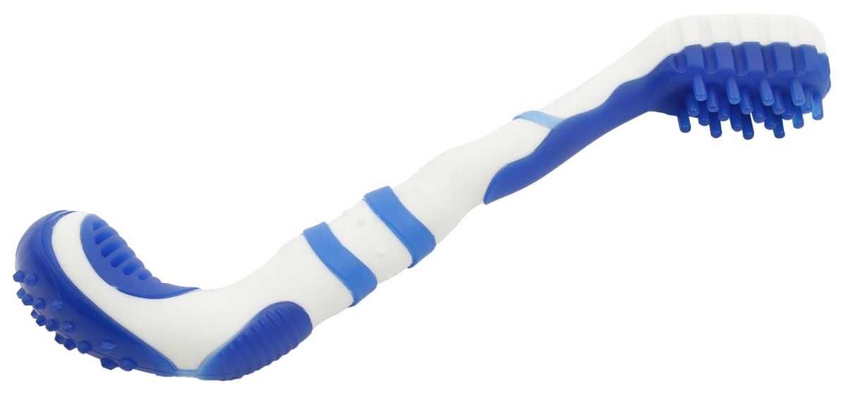 Denta-Brush TPR Durable Tooth Brush & Dog Toy, Blue - One Size