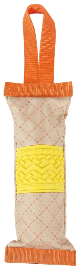 Quash Water Bottle Inserting Nylon & Rubber Crackling Dog Toy - Orange & Yellow