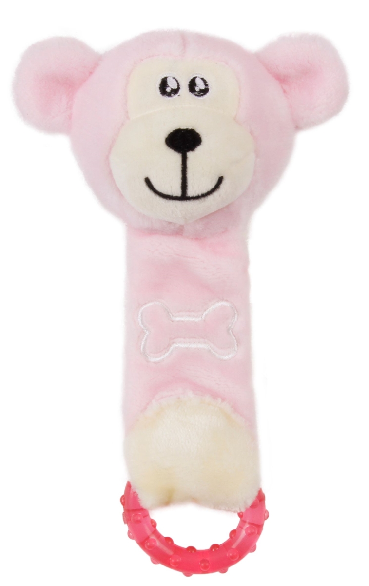 Pet Life DT69PK Moo-Born Plush Squeaky & Crinkle Newborn Rubber Teething Cat & Dog Toy, Pink