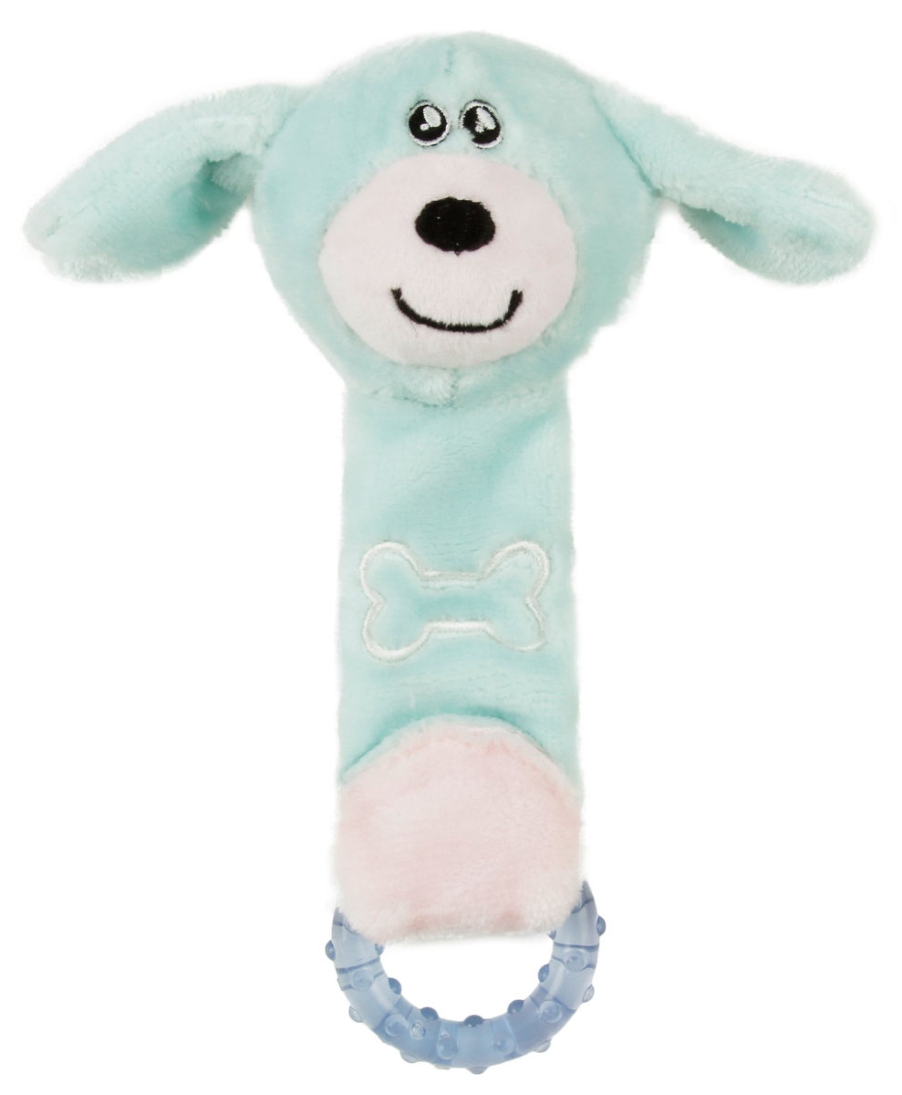 Pet Life DT69BL Moo-Born Plush & Rubber Squeaking Newborn Teething Cat & Dog Toy, Blue - One Size