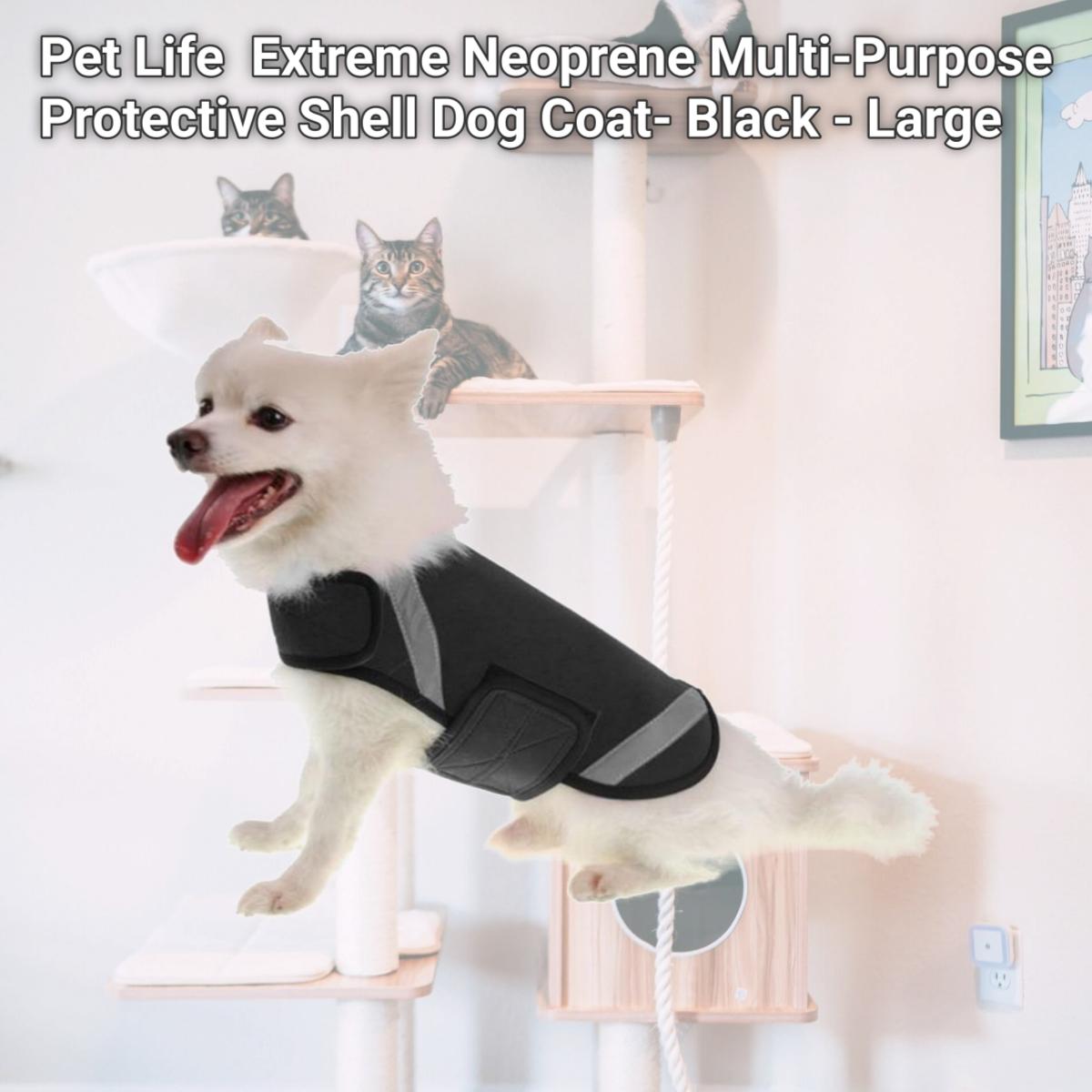 Picture of Pet Life 36BKLG Extreme Neoprene Multi-Purpose Protective Shell Dog Coat- Black - Large