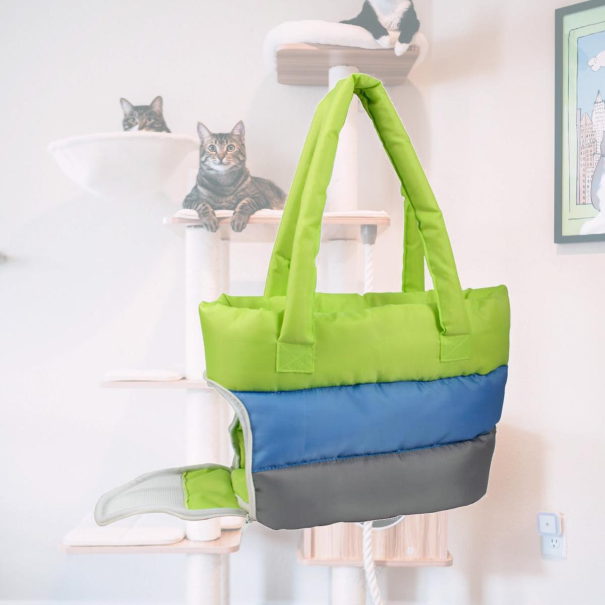 Picture of Pet Life B30GNBLMD Bubble-Poly Tri-Colored Insulated Pet Carrier- Green And Blue - Medium