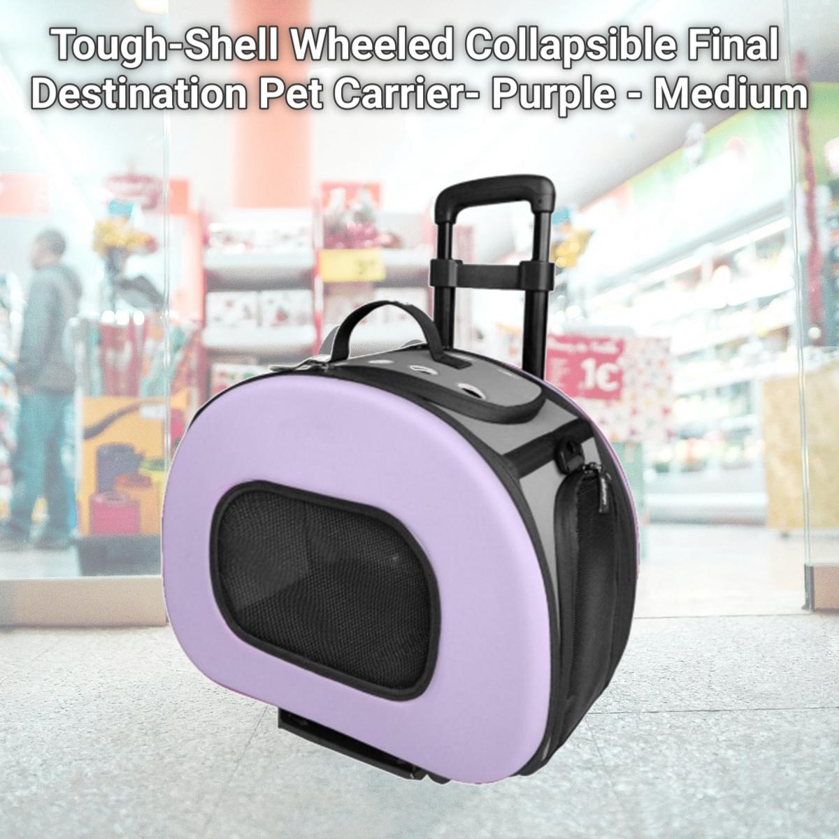 Picture of Pet Life B51PLMD Tough-Shell Wheeled Collapsible Final Destination Pet Carrier- Purple - Medium