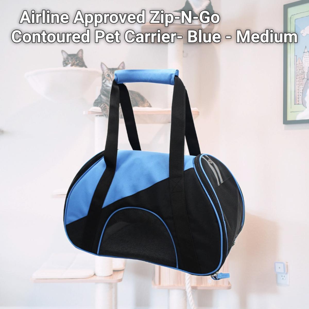 Picture of Pet Life B56BLMD Airline Approved Zip-N-Go Contoured Pet Carrier- Blue - Medium