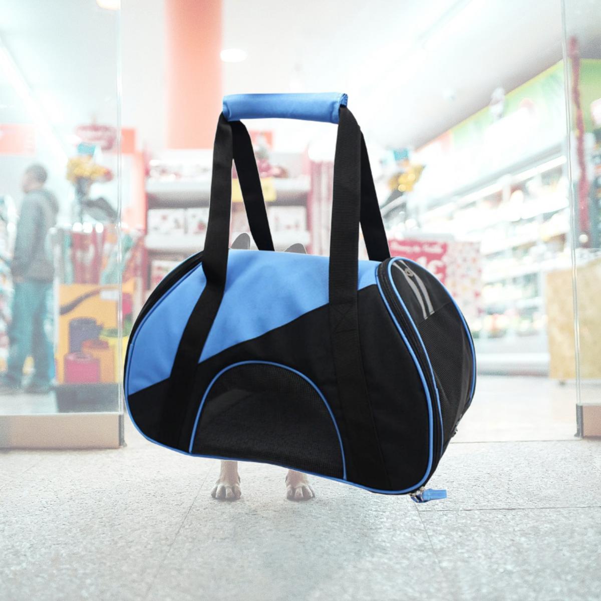 Picture of Pet Life B56BLMD Airline Approved Zip-N-Go Contoured Pet Carrier- Blue - Medium