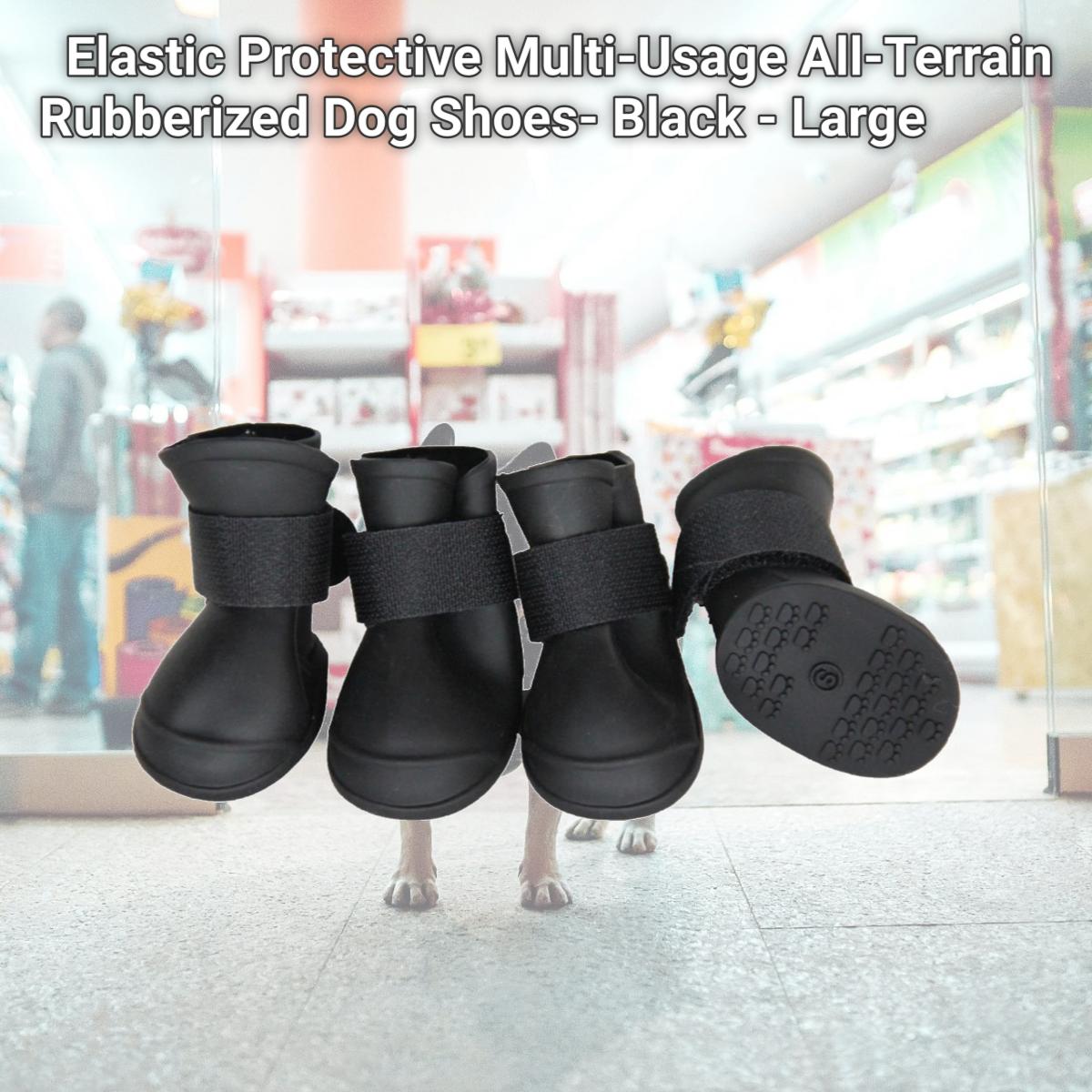 Picture of Pet Life F30BKLG Elastic Protective Multi-Usage All-Terrain Rubberized Dog Shoes- Black - Large