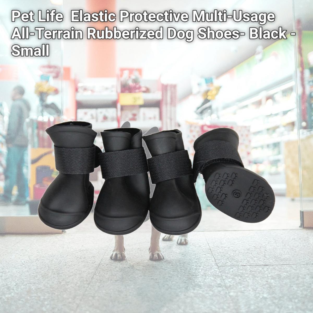 Picture of Pet Life F30BKSM Elastic Protective Multi-Usage All-Terrain Rubberized Dog Shoes- Black - Small