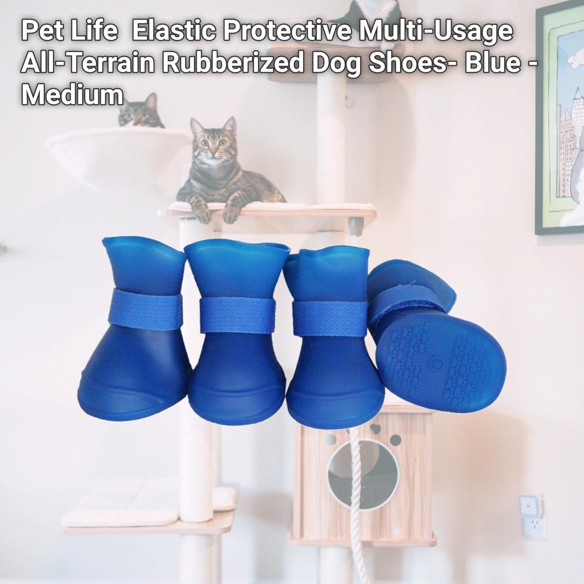 Picture of Pet Life F30BLMD Elastic Protective Multi-Usage All-Terrain Rubberized Dog Shoes- Blue - Medium