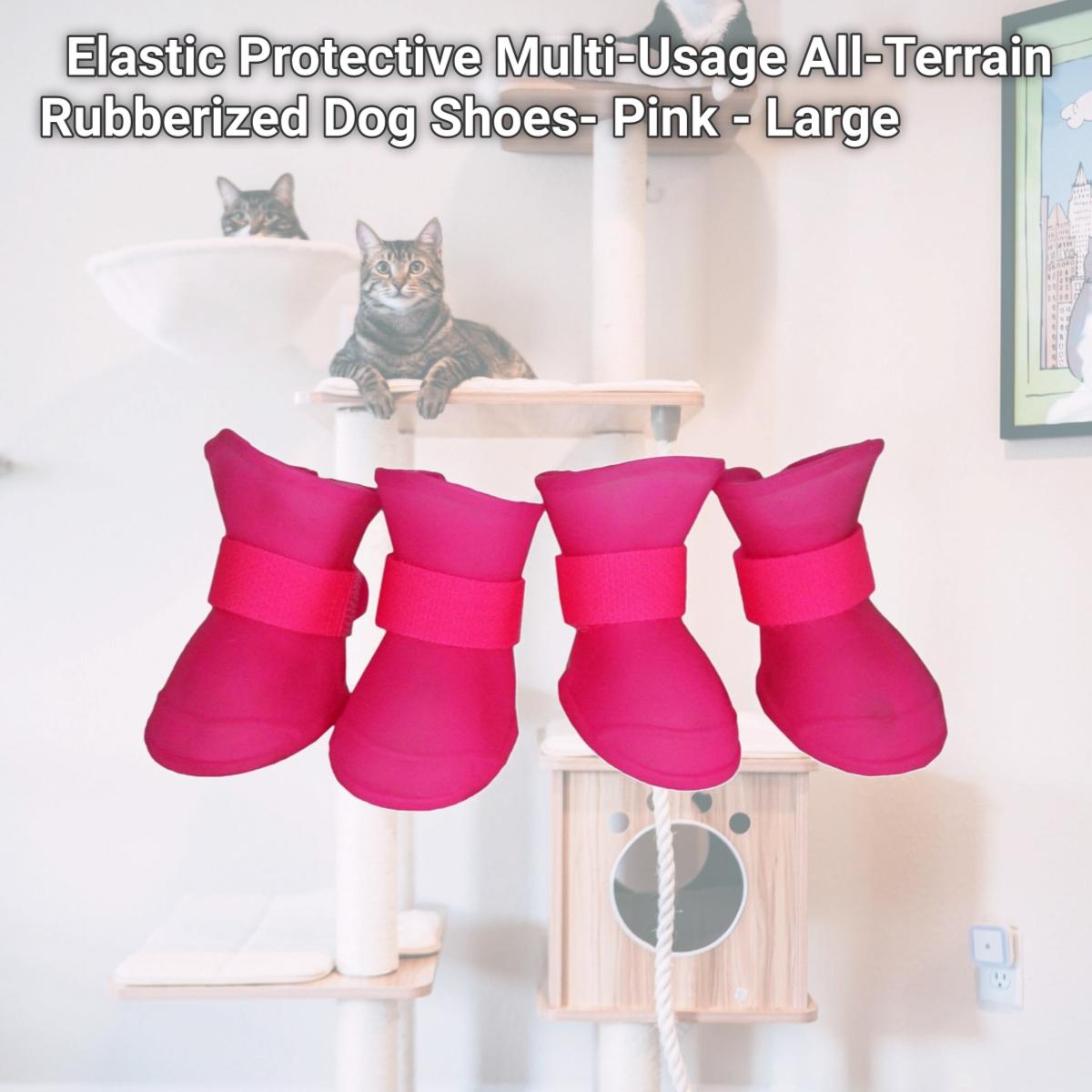 Picture of Pet Life F30PKLG Elastic Protective Multi-Usage All-Terrain Rubberized Dog Shoes- Pink - Large