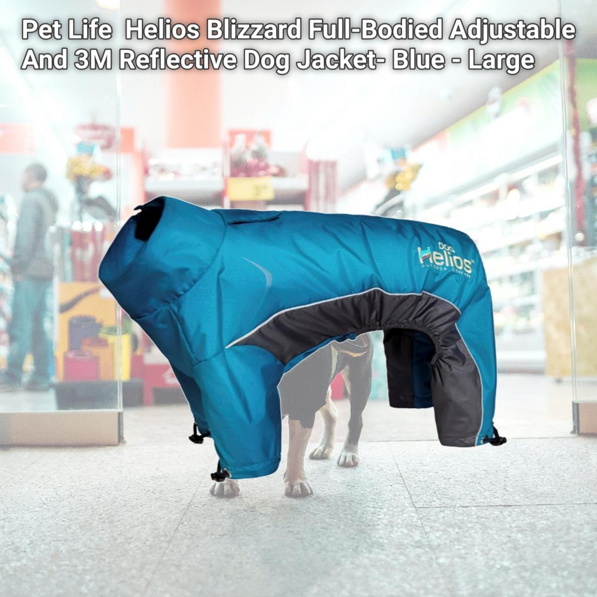 Picture of Pet Life JKHL4BLLG Helios Blizzard Full-Bodied Adjustable And 3M Reflective Dog Jacket- Blue - Large