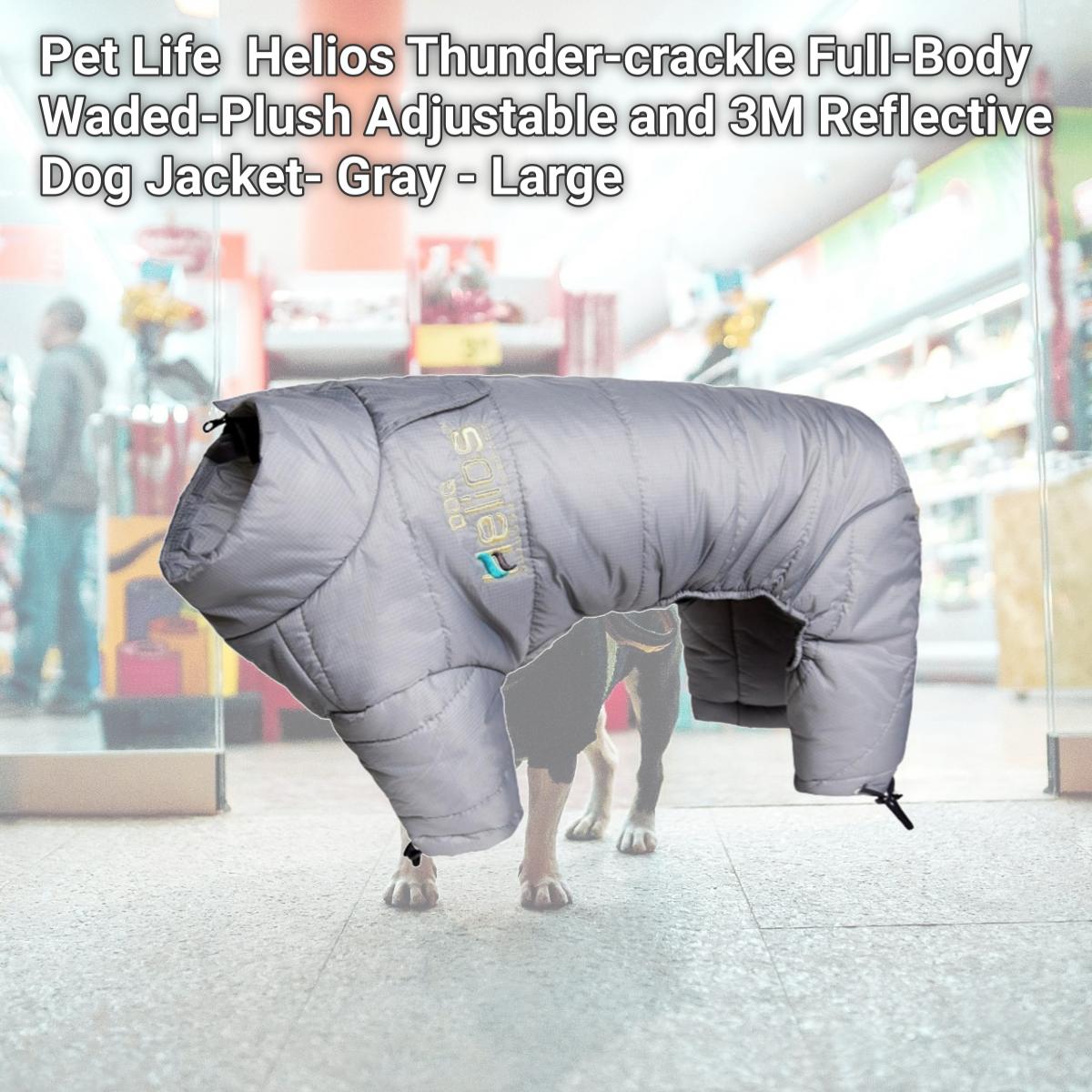 Picture of Pet Life JKHL6GYLG Helios Thunder-crackle Full-Body Waded-Plush Adjustable and 3M Reflective Dog Jacket- Gray - Large