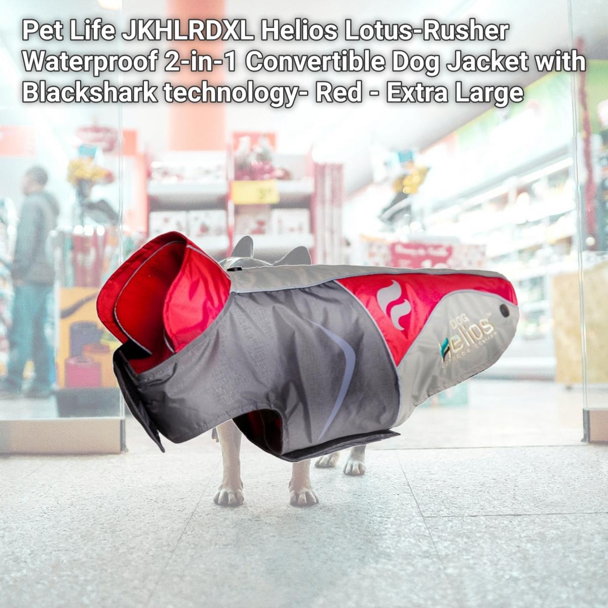 Picture of Pet Life JKHLRDXL Helios Lotus-Rusher Waterproof 2-in-1 Convertible Dog Jacket with Blackshark technology- Red - Extra Large