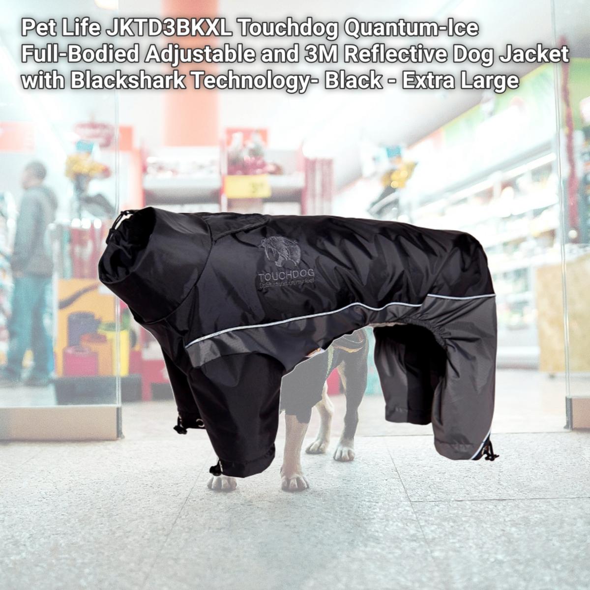 Picture of Pet Life JKTD3BKXL Touchdog Quantum-Ice Full-Bodied Adjustable and 3M Reflective Dog Jacket with Blackshark Technology- Black - Extra Large