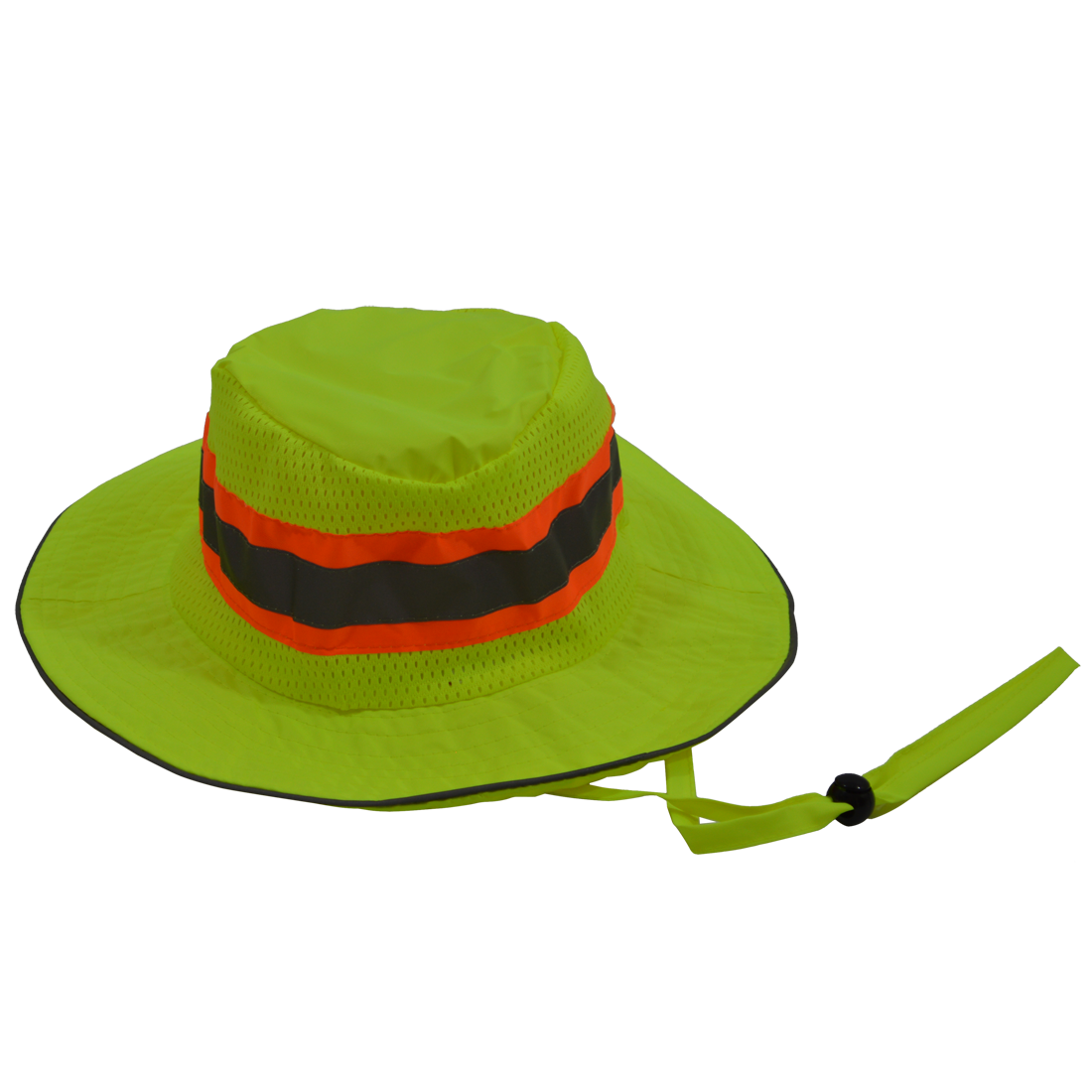 LRH-FB-S-M High Vis Ranger Style Full Brimmed Hats, Lime with Orange Contrast Binding & Silver Reflective Tape, Small & Medium