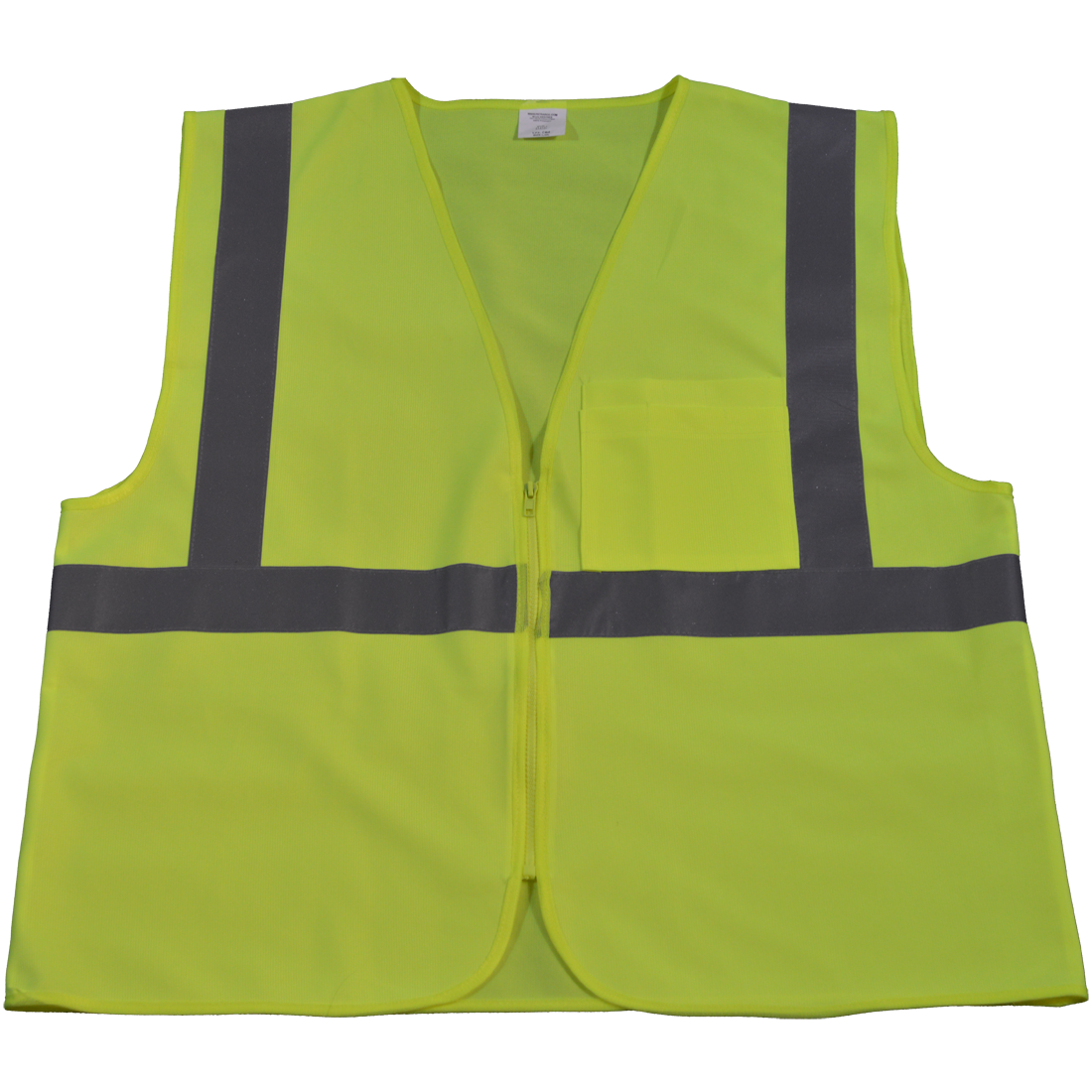 LV2-CB0-4X-5X Safety Vest ANSI Class 2 Lime Solid Zipper Closure1 Chest Pocket, 4X & 5X