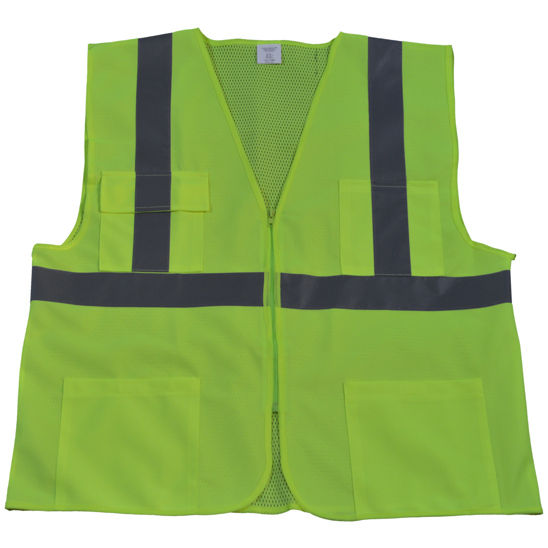 LV2-FSMB-L-XL Safety Vest ANSI Class 2 Front Solid Mesh Back, Lime - Large & Extra Large
