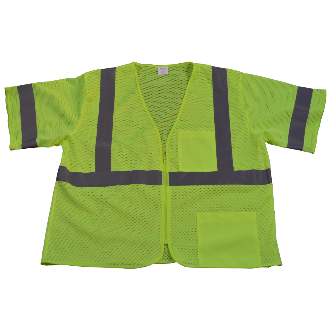 LVM3-Z-2X-3X Safety Vest Ansi-Isea Class 3 Lime Mesh Zipper Closure 2 Pockets, 2X & 3X