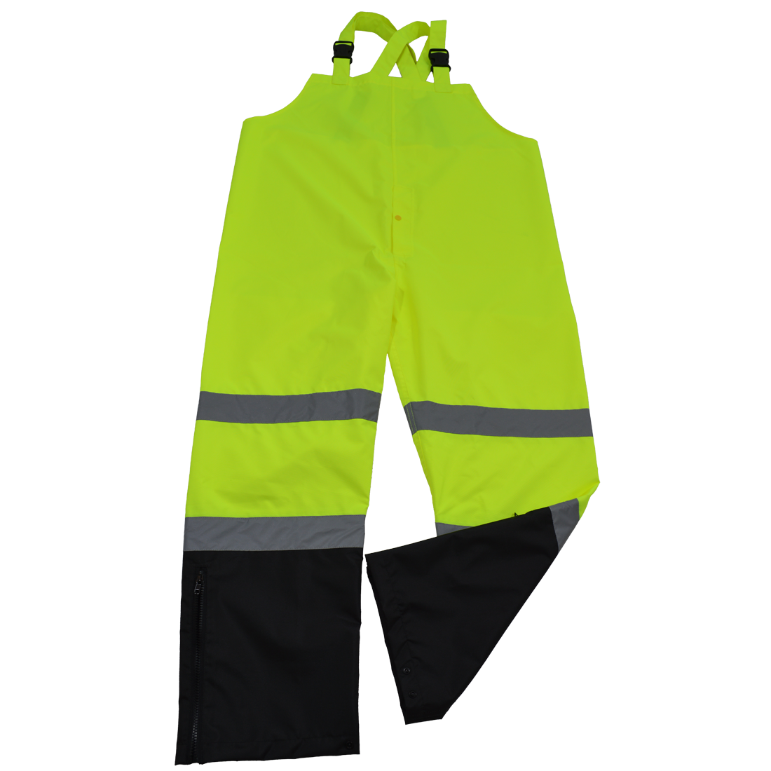 Bib Rain Pants Ansi Class E Two Tone 300D Oxford - Pu Coating Waterproof, Lime & Black - Small