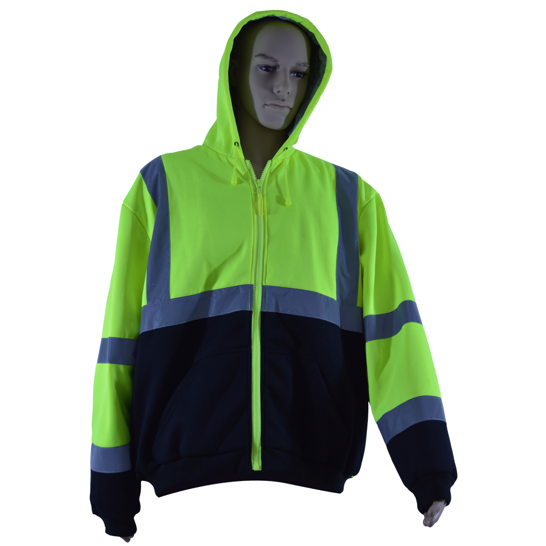 Hooded Sweatshirt - Lime & Black - Extra Large - ANSI 107-Class 3