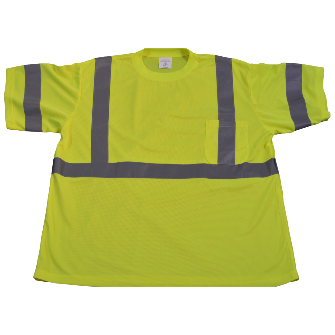 Ansi Class 2 Lime Jersey Knit Pocket Short Sleeve T-Shirt, Lime - 3X