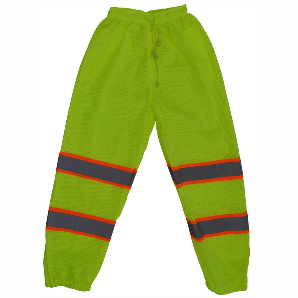 Picture of Petra Roc LMPO-CE-L-XL 2 in. Lime Mesh Traffic Pants & Orange Contrast Binding Silver Reflective Tapes Ansi Class E&#44; Large & Extra Large