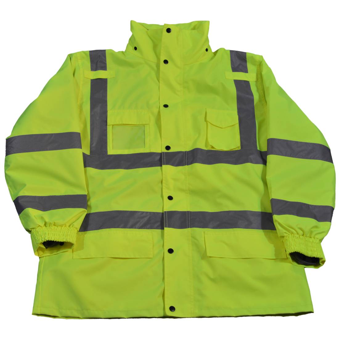 Rain Parka Jacket Waterproof Lime 300D Oxford with Pu Coating Ansi-Isea Class 3, 3-In-1 with Removable Independent Thermal Fleece Jacket, 6XL