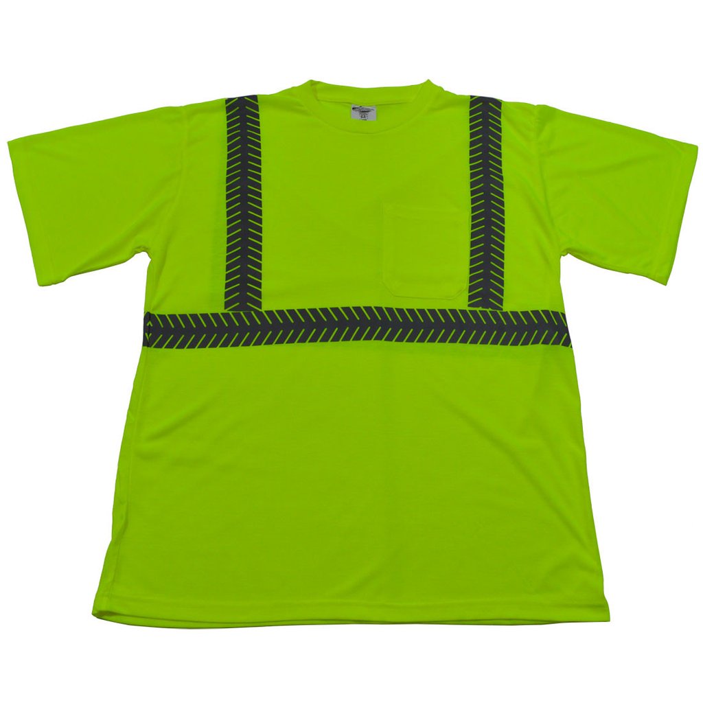 ANSI Class 2 Lime Jersey Knit Pocket Short Sleeve T-Shirt, 5X