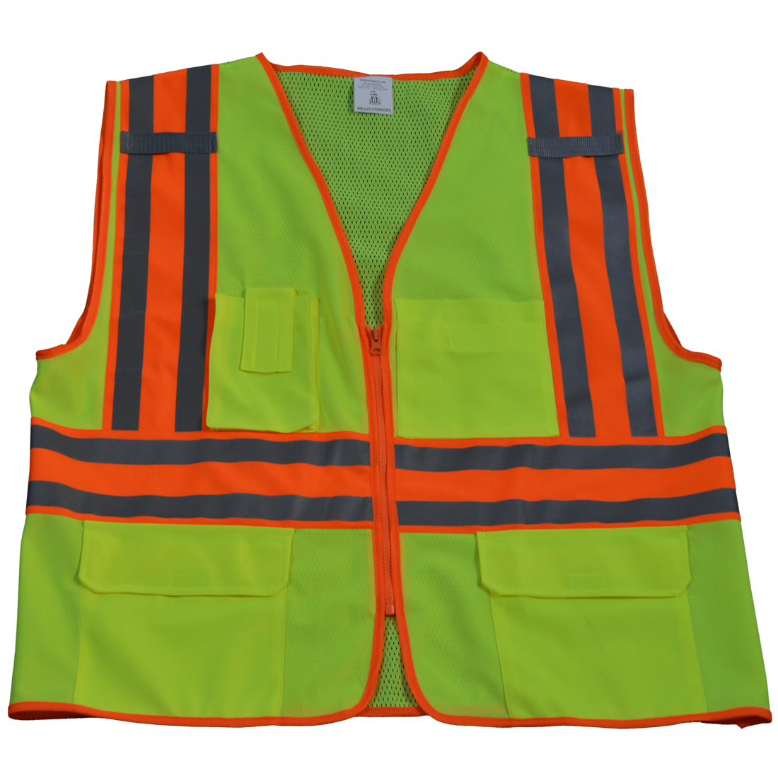 LV2-FSMBCB2-2X-3X Safety Vest Ansi Class Ii Lime Solid Front Mesh Back Contrast Binding 2, 2XL & 3XL