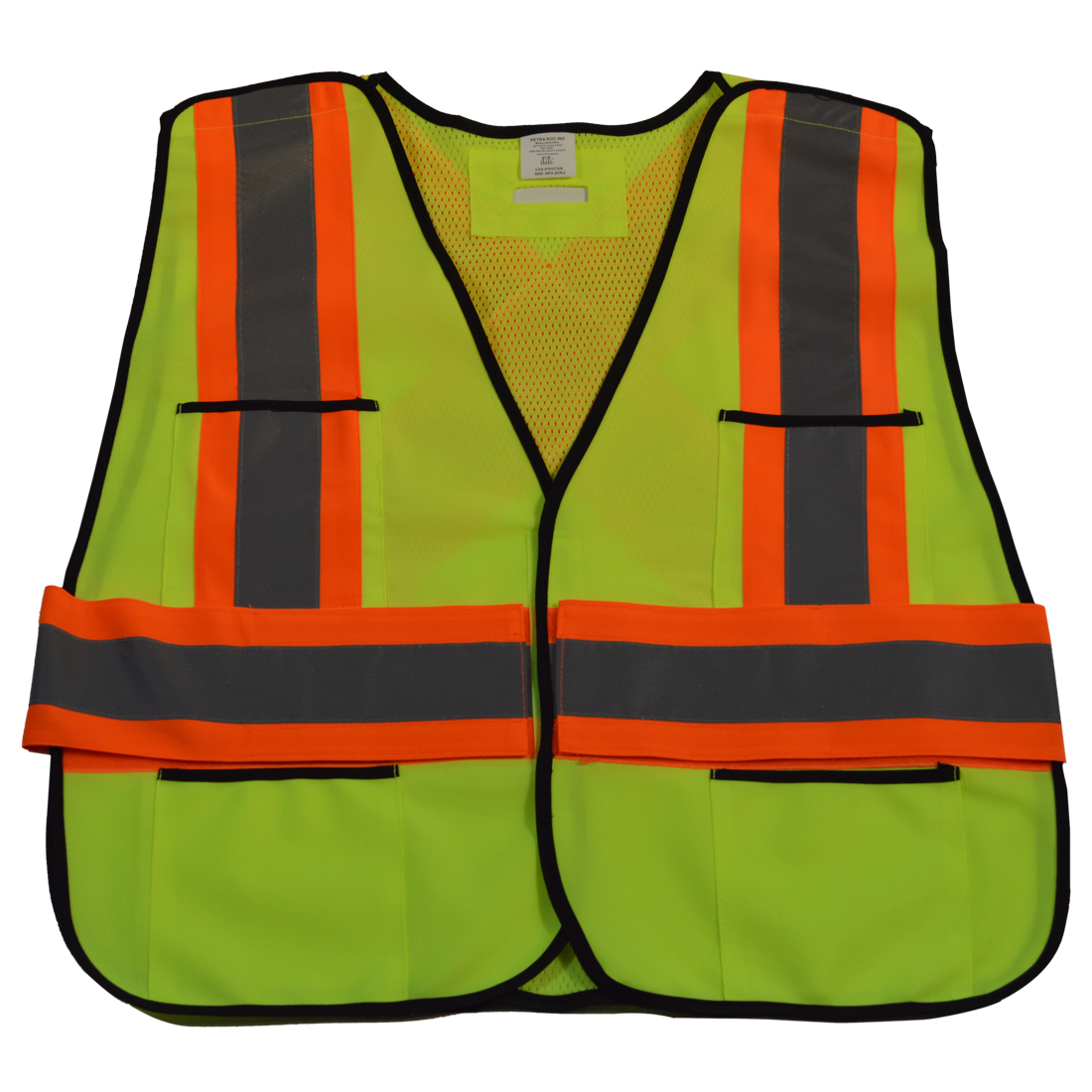 LV2-PSVCSA-Reg ANSI & CSA Public Safety Vest Solid Front Mesh Back, X On Back - Regular Small & Extra Large