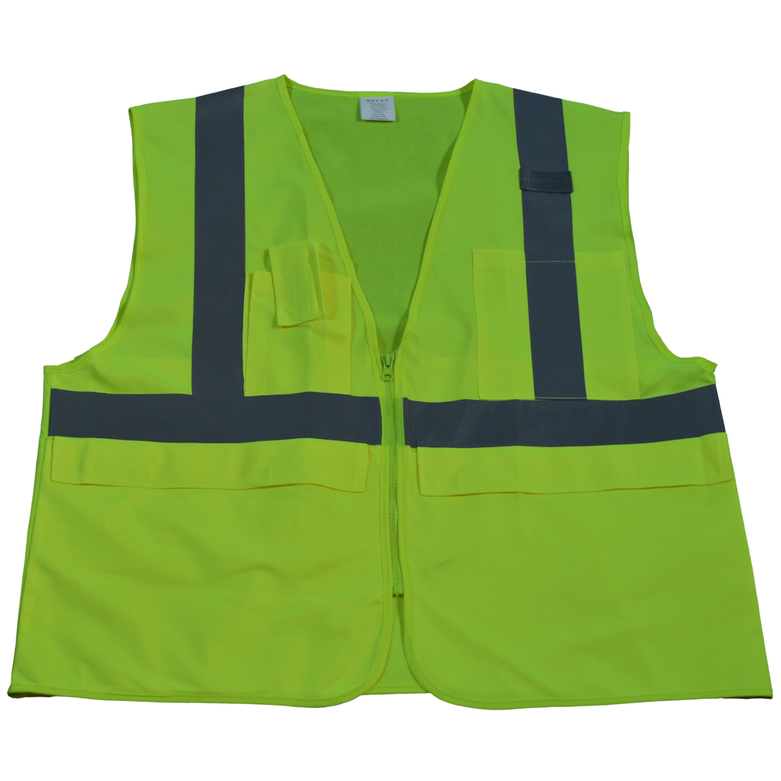 LV2-SUV-2X-3X Safety Vest Ansi Class 2 Multi-Pocket Surveyors Lime Solid, 2X & 3X