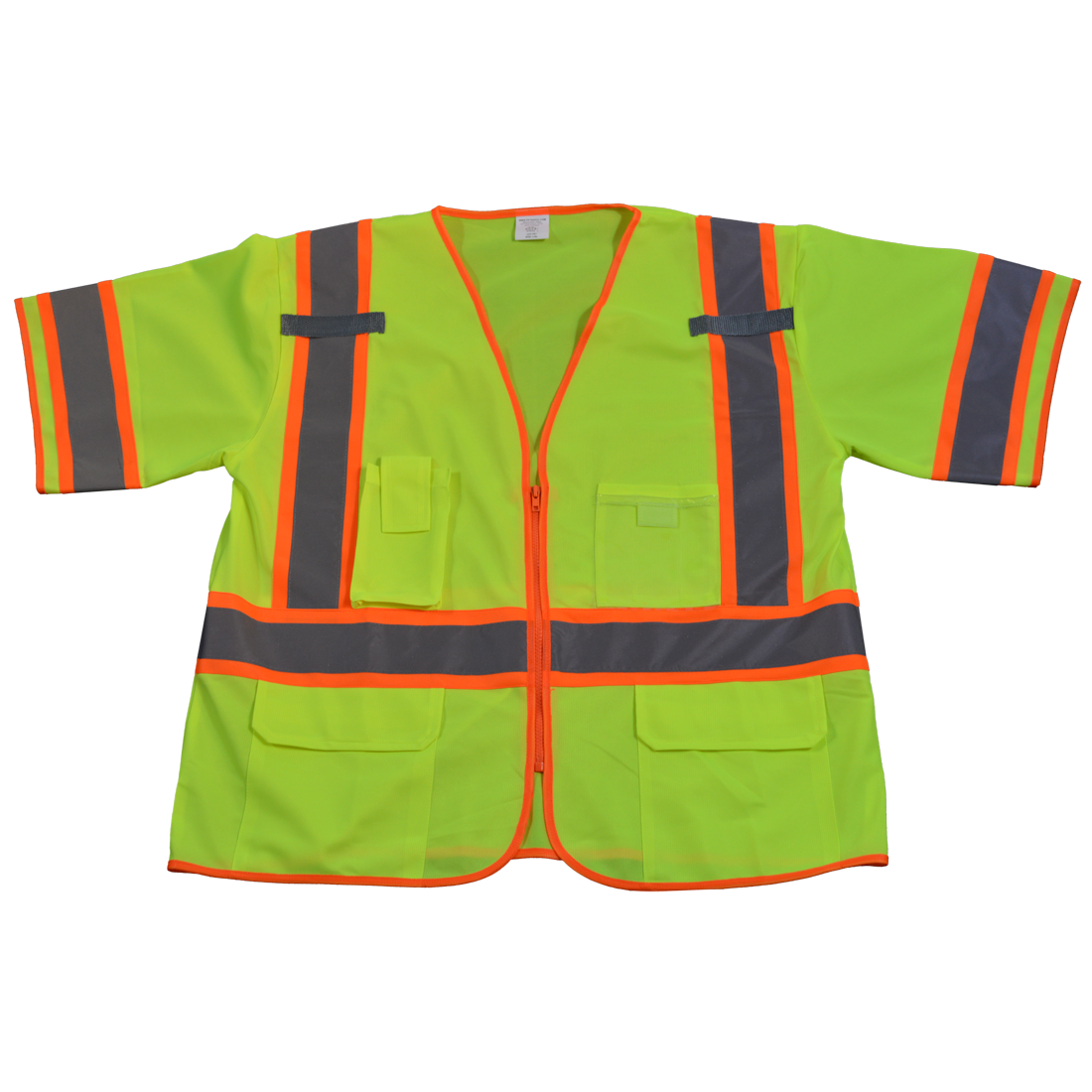 LV3-CB1-L-XL Safety Vest Ansi Class 3 Lime Solid Deluxe with Orange Contrast Binding, Large & Extra Large