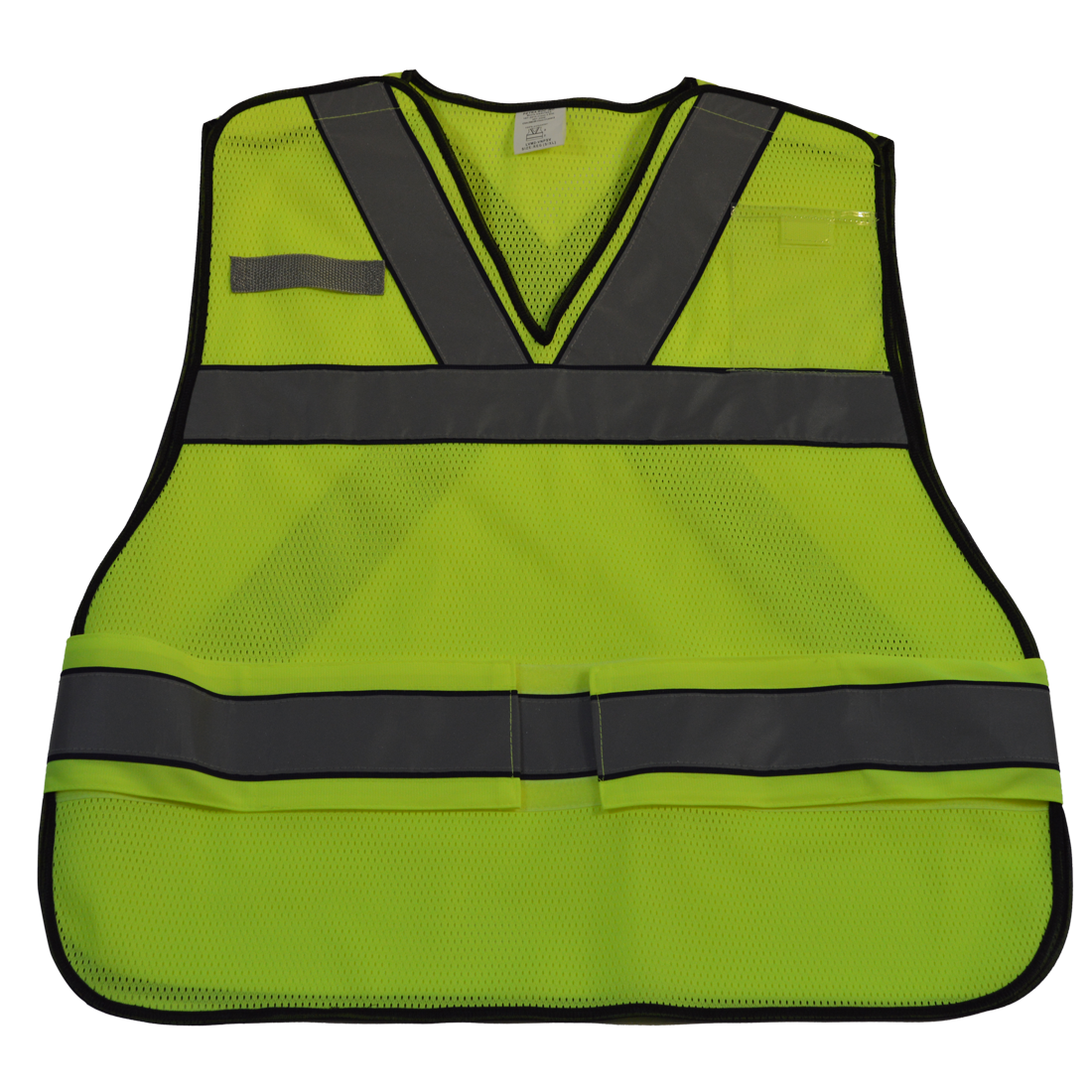 ANSI V-Neck Lime Mesh Public Safety Vest X on Back - Plus 2X & 5X