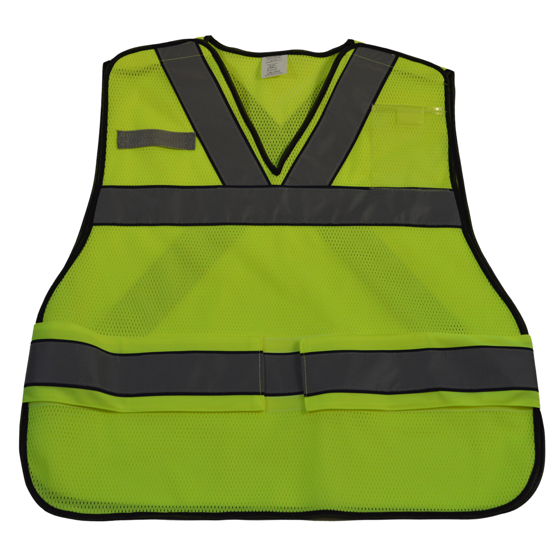ANSI V-Neck Lime Mesh Public Safety Vest X on Back, Regular Small & Extra Large