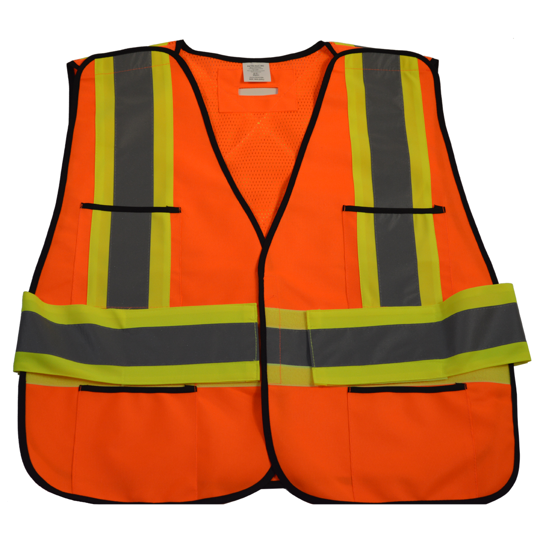 OV2-PSVCSA-Reg ANSI & CSA Public Safety Vest Solid Front Mesh Back, X On Back, Regular Small & Extra Large