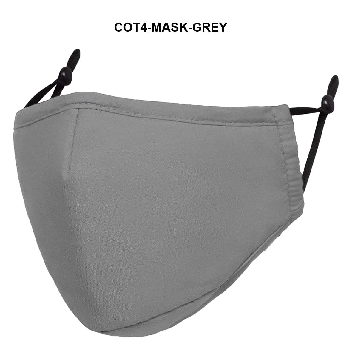 cot4-mask-grey 4-Ply Reusable Cotton Mask with Filter Pocket & Adjustable Ear Loops, Grey, One Size