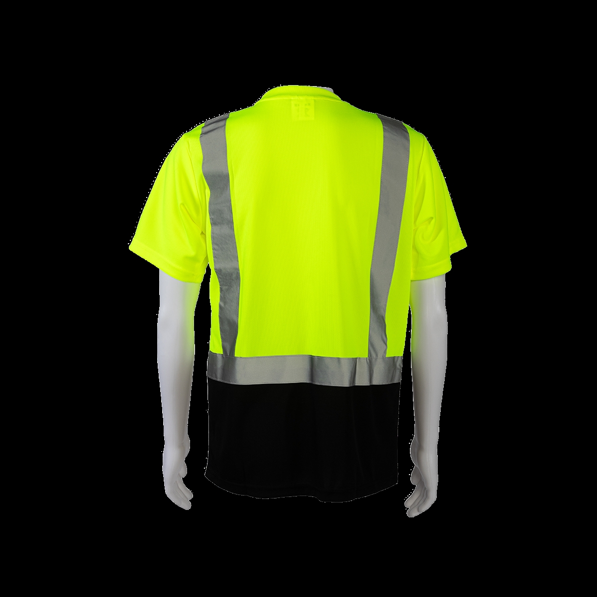 LBTSL3-XL Ansi Class 3 High-Vis-Bottom Birdseye Mesh Long Sleeve Pocket T-Shirt - Lime & Black - Extra Large