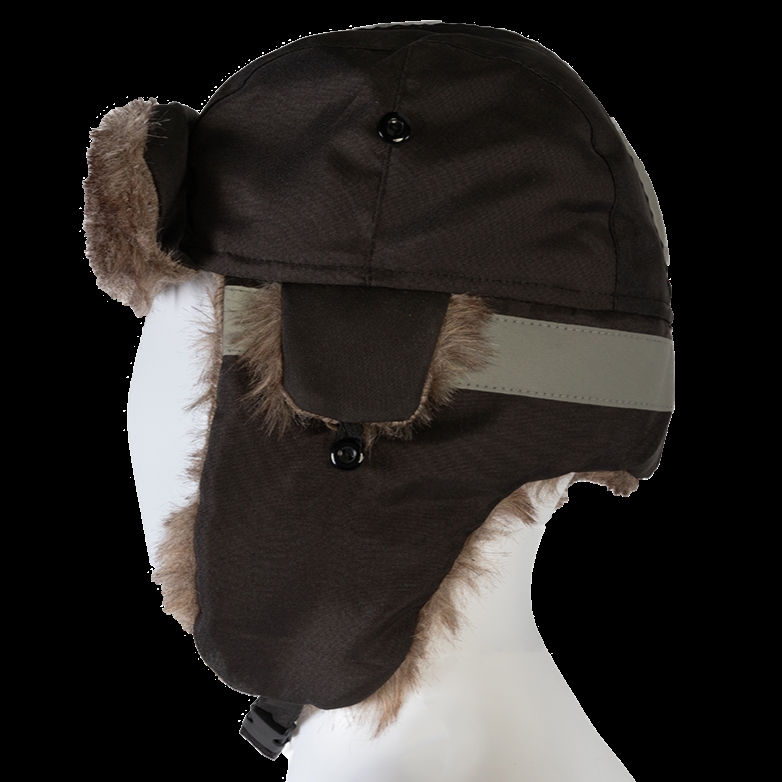 TTH-BLK Thermal Winter Trapper Hat - Black with Reflective Piping, Wind & Water Resistant - One Size