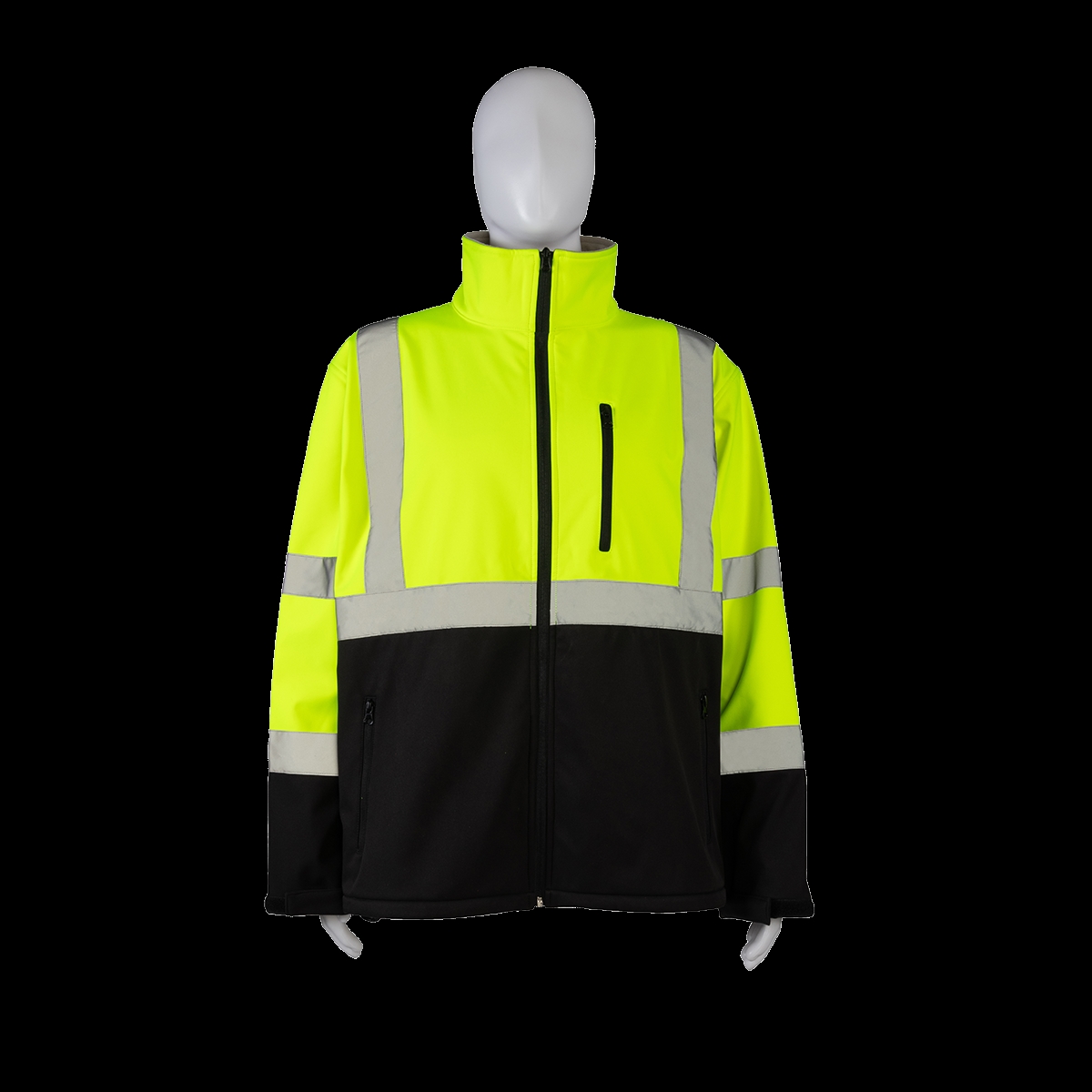 LBSFJ1-C3-6X Ansi Class 3 Bottom Two Tone Water Resistant Soft Shell Jacket - Lime & Black - 6X