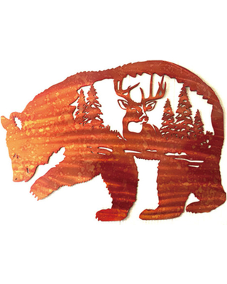 Bear and Stag Metal Wall Art, Rust