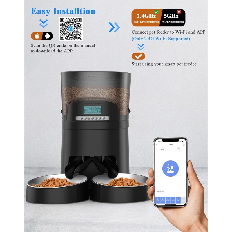 Picture of Peters Place ACFF 4.5 Litre Automatic Cat Feeder for 2 Cats&#44; Wi-Fi Smart Pet Feeder Timer Cat Food