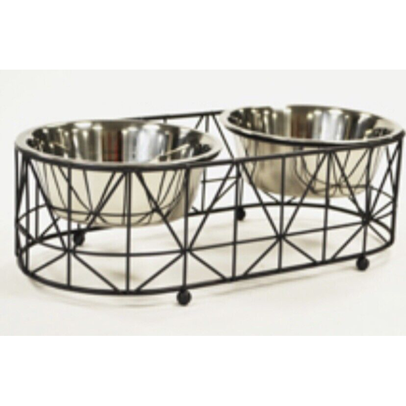 Picture of Peters Place SSED Elevated Double Pet Feeder&#44; Dog Cat Water & Food Bowl Dishes with Stand - Stainless Steel