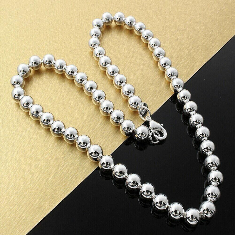Picture of Peters Place WSH 20 in. x 10 mm Womens 925 Sterling Silver Hollow Balls Beads Chain Necklace
