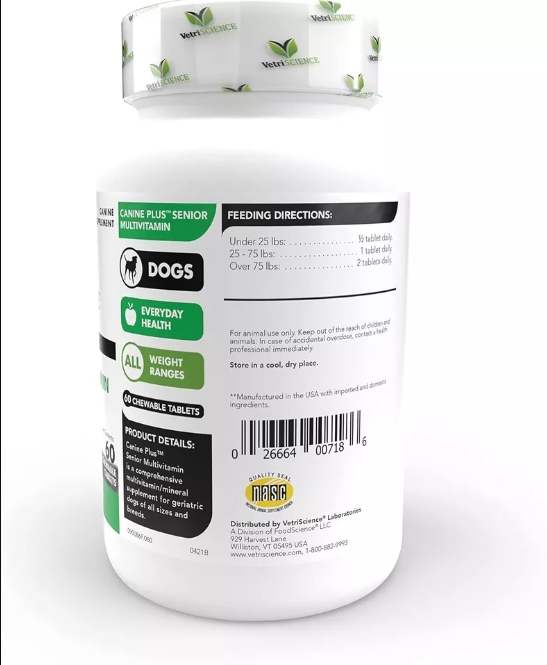 Picture of VetriScience Laboratories MN78445 VetriScience Laboratories Canine Plus Senior Multi Vitamin for Dogs&#44; 60 Chewab