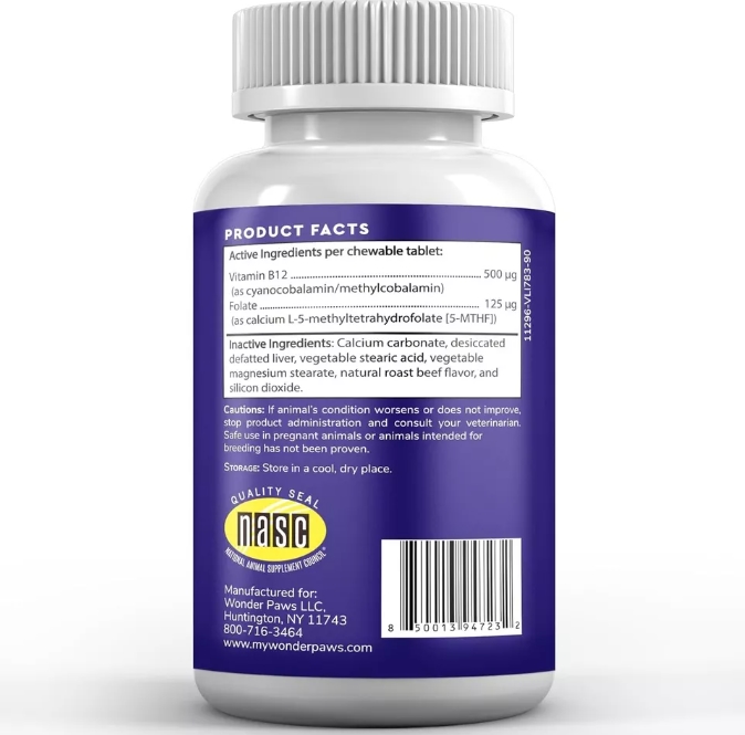 Picture of Wonder Paws WP01017 B12 Supplement for Dogs  90 Beef Flavored Chewables