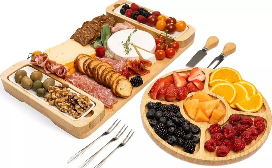 Picture of Charcuterie  CH78225 Charcuterie Board Gift Set - Cheese Board & Serving Tray - Large Bamboo Charc...