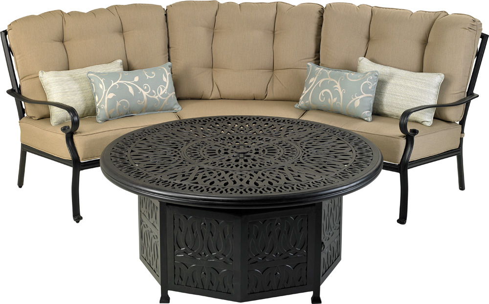 BTDSG5C 52 in. Bridgetown Fire Table Curved Seating Group
