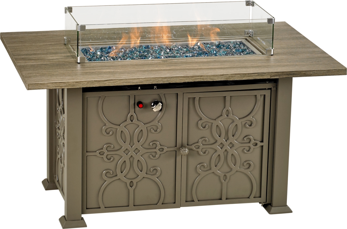 53 x 35 in. Rome Granite Aluminum Fire Table with Burner